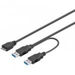 PremiumCord USB 3.0 napájecí Y kabel A/M + A/M -- Micro B/M