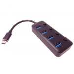 PremiumCord 5G SuperSpeed USB Hub Type C na 4x USB 3.1 A Gen1, vypínače portů