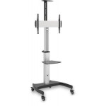 CONNECT IT Wheelie II pojízdný stojan & držák na jednu obrazovku 37" - 75", záruka 30 let, STŘÍBRNÝ