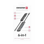 SWISSTEN USB-C HUB 6-IN-1 (USB-C PD, 3x USB 3.0, SD, MICRO SD) ALUMINIUM