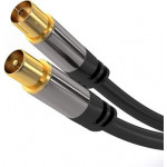 PremiumCord TV antenní HQ propojovací kabel M/F 75Ohm (135dB) 4x stínený 3m