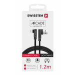 SWISSTEN TEXTILNÍ DATOVÝ KABEL ARCADE USB / LIGHTNING 1,2 M ČERNÝ