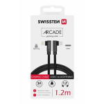 SWISSTEN TEXTILNÍ DATOVÝ KABEL ARCADE USB-C / LIGHTNING 1,2 M ČERNÝ