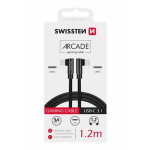 SWISSTEN TEXTILNÍ DATOVÝ KABEL ARCADE USB-C / USB-C 1,2 M ČERNÝ