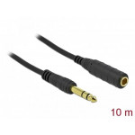 Delock Stereo Jack prodlužovací kabel 6,35 mm 3 pin samec na samici 10 m černý