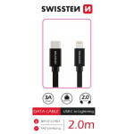 SWISSTEN DATOVÝ KABEL TEXTILE USB-C / LIGHTNING 2,0 M ČERNÝ