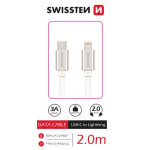 SWISSTEN DATOVÝ KABEL TEXTILE USB-C / LIGHTNING 2,0 M STŘÍBRNÝ