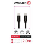 SWISSTEN DATOVÝ KABEL TEXTILE USB-C / USB-C 2,0 M ČERNÝ