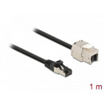 Delock Kabel ze zástrčky RJ45 na zásuvku RJ45 modulu Keystone, Cat.6A, délka 1 m, černý