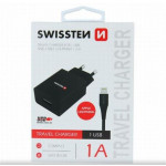 SWISSTEN SÍŤOVÝ ADAPTÉR SMART IC 1x USB 1A POWER + DATOVÝ KABEL USB / LIGHTNING 1,2 M ČERNÝ