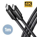 AXAGON BUCM32-CM10AB, SPEED+ kabel USB-C  USB-C, 1m, USB 20Gbps, PD 100W 5A, 4K HD, ALU, oplet, černý