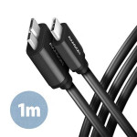 AXAGON BUMM3-CM10AB, SPEED kabel Micro-B USB  USB-C, 1m, USB 3.2 Gen 1, 3A, ALU, tpe, černý