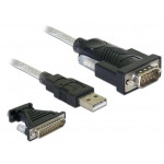 Delock Adaptér z USB 2.0 Typu-A na 1 x sériové rozhraní RS-232 D-Sub 9 + adaptér D-Sub 25