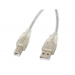 LANBERG USB-A (M) na USB-B (M) 2.0 kabel 3m, transparentní