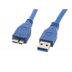 LANBERG Micro USB (M) na USB-A (M) 3.0 kabel 0,5m, modrý