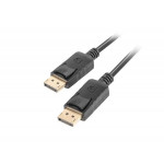 LANBERG připojovací kabel DisplayPort 1.2 M/M, 4K@60Hz, délka 0,5m, černý, se západkou, zlacené konektory