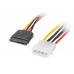 LANBERG Molex (M) 4 PIN na 2x SATA (F) 15 PIN kabel 30cm 