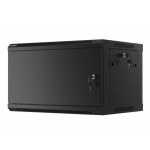 LANBERG Nástěnná jednodílná skříň 19" 6U/600x450, černá (RAL9004), plechové dveře