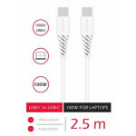 SWISSTEN DATOVÝ KABEL TPE USB-C/USB-C POWER DELIVERY 5A (100W) 2,5 M BÍLÝ