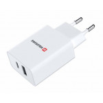 SWISSTEN SÍŤOVÝ ADAPTÉR POWER DELIVERY 30W 1x USB-C + 1x USB BÍLÝ