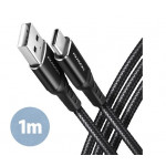 AXAGON BUCM-AM10AB, HQ kabel USB-C  USB-A, 1m, USB 2.0, 3A, ALU, oplet, černý