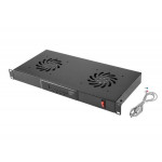 LANBERG 19" FAN UNIT / VENTILATION PANEL WITH LCD 2 FANS + THERMOSTAT 230V BLACK  
