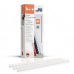 PEACH vazací hřbet plastový 21 Rg, A4, 10mm, bílá, 100ks