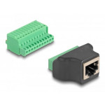 Delock Adaptér ze zásuvkového konektoru RJ50 na svorkovnici, s tlačítkem