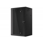 LANBERG Nástěnná jednodílná skříň 19", 18U 570x450 snadná a rychlá montáž (v rozloženém stavu) černá (RAL9004)  