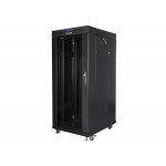 LANBERG Volně stojící skříň 19" 27U/800x1000 (v rozloženém stavu) černá (RAL9004) skleněné dveře LCD  