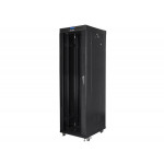 LANBERG Volně stojící skříň 19" 42U/600x800 (v rozloženém stavu) skleněné dveře LCD černá (RAL9004)  
