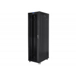 LANBERG Volně stojící skříň 19" 47U/800x1000 (v rozloženém stavu) skleněné dveře LCD černá (RAL9004)  