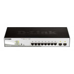 D-Link DGS-1210-10P/ME 8-Port 10/100/1000BASE-T PoE + 2-Port 1 Gbps SFP Metro Ethernet Managed Switch, 65W