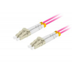 LANBERG optický patch cord MM LC/UPC-LC/UPC duplex 10m LSZH OM4 50/125 průměr 3mm, barva magenta  