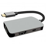 PremiumCord USB-C na HDMI + RJ45 + PD adaptér, hliníkové pouzdro