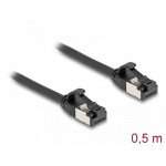 Delock Kabel RJ45 ze zástrčky na zástrčku, Cat.8.1, ohebný, 0,5 m, černý