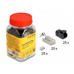 Delock Modulární zástrčka RJ45 s uvolňováním napětí Cat.8.1 a s botkami na ochranu proti ohybu, sada 25 ks