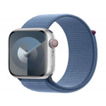 Apple Watch Series 9 Cellular 45mm Stříbrný hliník s ledově modrým provlékacím řemínkem