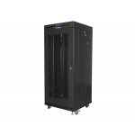 LANBERG Volně stojící skříň 19" 27U/600x600 (v rozloženém stavu) síťované dveře LCD černá (RAL9004)  