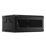 LANBERG Nástěnná jednodílná skříň 19", 4U/600x450, (v rozloženém stavu), perforované dveře, černá (RAL9004)