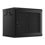 LANBERG Nástěnná jednodílná skříň 19", 9U/600x450, (v rozloženém stavu), perforované dveře, černá (RAL9004)