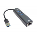 PremiumCord adaptér USB3.0 -> LAN RJ45 ETHERNET 10/100/1000 MBIT + 3x USB3.0 port