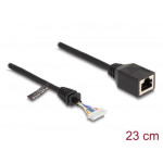 Delock Kabel ze zásuvky RJ45 na zásuvkový pinový konektor, 2,00 mm, 8 pinový Cat.5e, 23 cm, černý