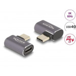 Delock USB Adaptér 40 Gbps USB Type-C™ PD 3.0 100 W samec na samice pravoúhlý levý / pravý 8K 60 Hz kovová