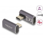 Delock USB Adaptér 40 Gbps USB Type-C™ PD 3.0 100 W samec na samice otočný pravoúhlý levý / pravý 8K 60 Hz kovová