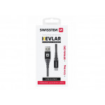 SWISSTEN DATOVÝ KABEL KEVLAR USB / USB-C 1,5 M ANTRACIT