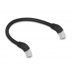 Delock Síťový kabel RJ45 Cat.6A S/FTP, zalomený dolů o 45°, 0,25 m, černý