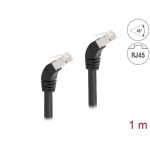 Delock Síťový kabel RJ45 Cat.6A S/FTP, zalomený dolů o 45°, 1 m, černý