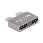 Delock Adaptér USB 40 Gbps USB Type-C™ ze 2 x zástrčkových portů na 2 x zásuvkové, k ochraně portů, kovový
