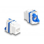 Delock Modul Keystone RJ45, ze zásuvkového na LSA Cat.6A, beznástrojový, s modrým otočným zámkem